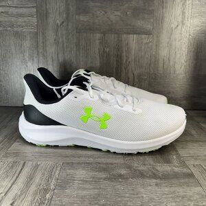 Under Armour Charged Pursuit 4 Men's 13 White Black Running Shoes 3028254-101